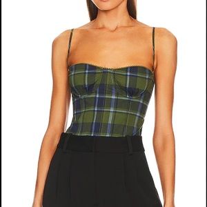 WeWoreWhat Green Plaid Corset